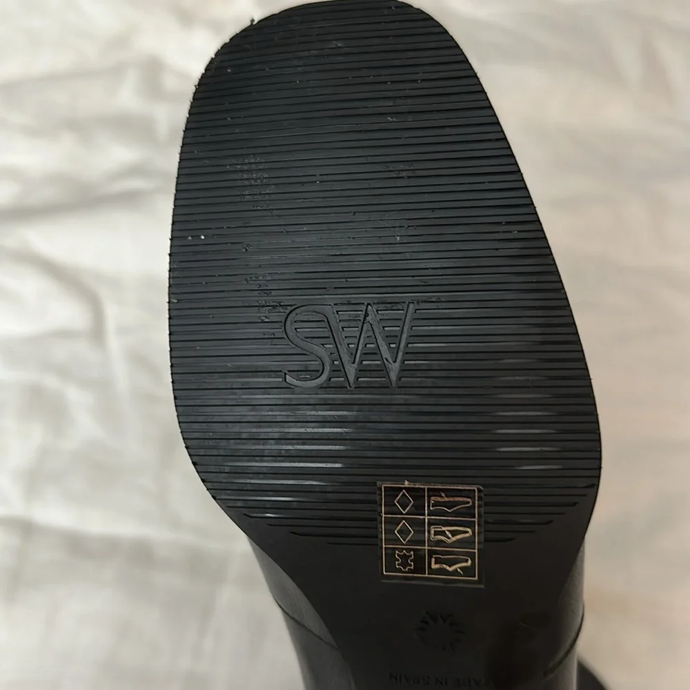 Elegant Stewart Weitzman Black Leather Ankle Boots with Inner Side Zipper NWOT - Picture 10 of 15